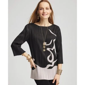 Chicos Travelers Pleated 3/4 sleeve top Size 3 / XL - Picture 1 of 8