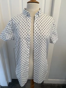 MENS LINEA WHITE/POLKA DOT SHORT SLEEVE SHIRT SIZE MEDIUM - Picture 1 of 8