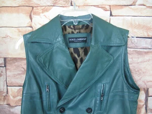Chaleco Dolce & Gabbana Mujer Talla 42 Cuero Piel Lámpara Verde 38' Busto ITALIA - Imagen 1 de 6