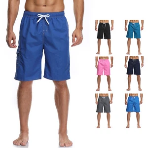 Men's Cargo 3 Pockets Swim Trunks Swimming Shorts Suit Beach Surf Board Swimwear - Picture 1 of 16