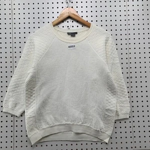 Vince Linen Blend Knit Sweater Wonens Small White Ivory Polka Dot 19x22 - Picture 1 of 16