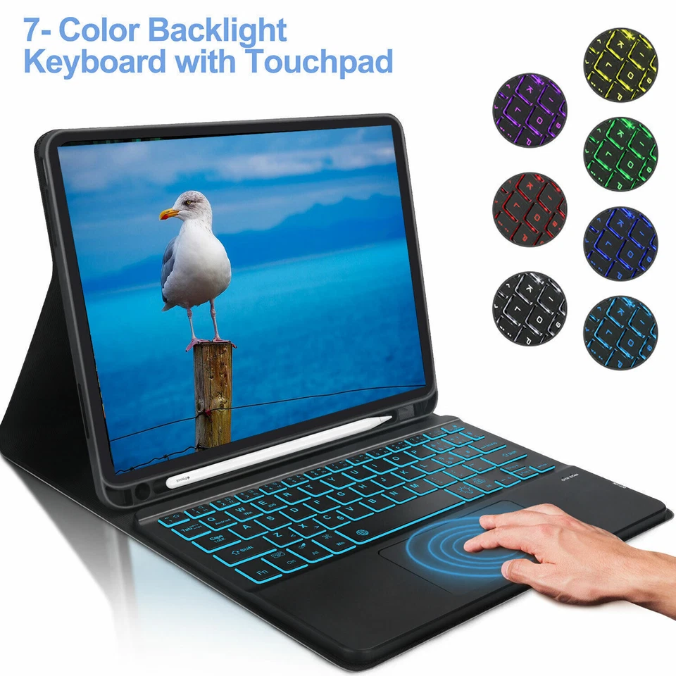 Keyboard Case Cover For iPad 9.7/10.2" 5/6/7/8/9th Gen Air 5/4/3/2/1 Pro 11/12.9 - Image 1 of 4