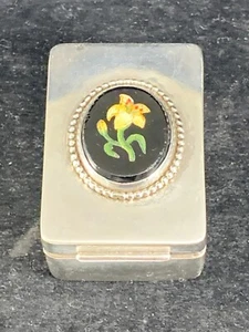 Vintage Sterling Silver & Pietra Dura 2" Rectangular Box - 70g - Picture 1 of 12