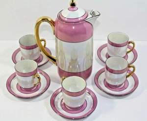 Coffee/tea Pot 5 Demitasse Cup & Saucer Sets by G.H.O Bavaria Germany - Bild 1 von 7