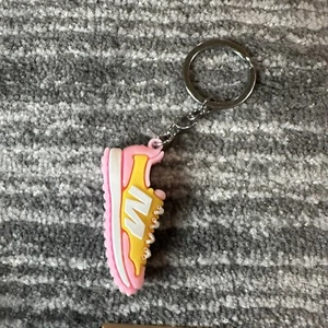 Mini Shoe Keychain Bag Charm Sneaker Key Fob Kicks Keyring Tennis Shoe Pink Yell - Picture 1 of 6