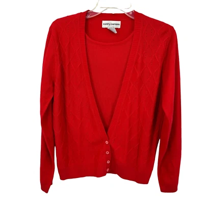 Suéter de acrílico Cathy Daniels para mujer cárdigan incorporado rojo talla pequeña Foto 1 de 4