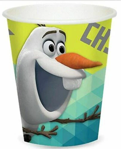 DISNEY FROZEN OLAF hot cold Paper Cups Birthday Party Supply 8pc 9oz snowman - Image 1 of 1