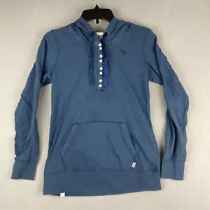 Puma Felpa con Cappuccio Donna Piccola Blu Felpa Leggera con Bottoni Manica Lunga - Foto 1 di 12