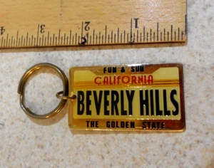 Llavero Beverly Hills California Golden State Lic. Plato recuerdo años 90 vintage - Imagen 1 de 2