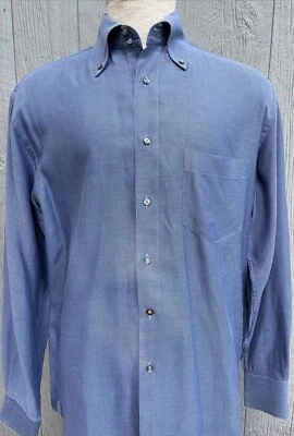 Xacus Men’s Long Sleeve Button Up Dress Shirt Size Medium Blue *Flawed* - Image 1 of 4