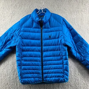 Spyder Puffer Jacket Down filled Blue Men's XL Winter Coat Warm - Picture 1 of 11