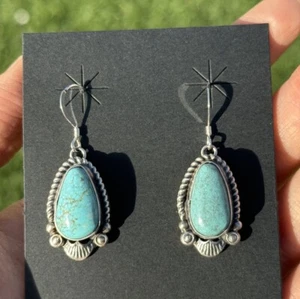 Pendientes Navajo Nativo Americano Plata de Ley Turquesa KY - Imagen 1 de 12