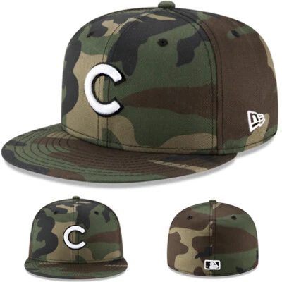 New Era Chicago Cubs 5950 Fitted Hat MLB League Basic Camouflage Cap - Image 1 of 4