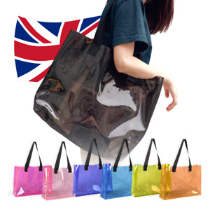 EveryClear Transparent Colours PVC Large Shoulder /Handbag/Shopping/Tote Bag UK
