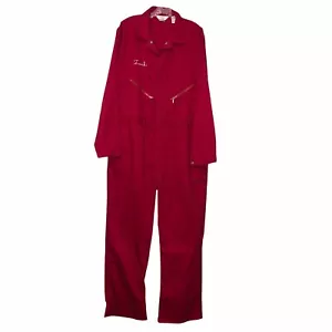 Vintage Red Jumpsuit Coveralls Made USA Mens Size 46 Mechanic HALLOWEEN COSTUME - Picture 1 of 9