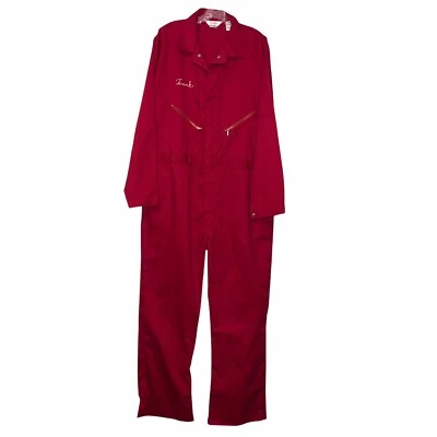 Vintage Red Jumpsuit Coveralls Made USA Mens Size 46 Mechanic HALLOWEEN COSTUME  - Image 1 of 4