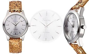 NEW Geneva Platinum 4798 Women's Holiday Sparkle Collection Gold Giltter Watch - Picture 1 of 1