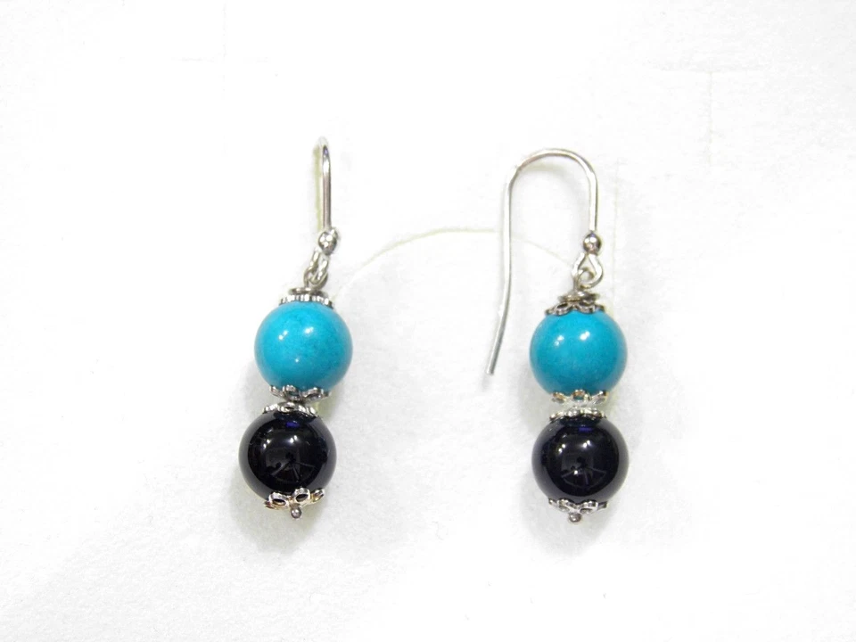 Orecchini in argento 925%°° Turchese su coccu kokos sabegia artigianato sardo - Immagine 1 di 1