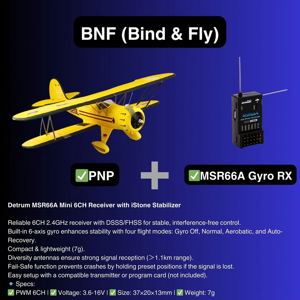 Dynam Waco YMF-5D V2 Yellow 4S RC Biplane 1300mm 51" Wingspan - Image 1 of 4