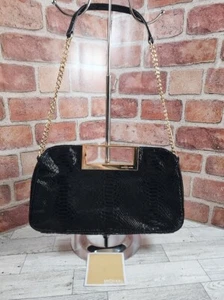 Michael Kors Black Emossed Snake Skin Print Clutch/Shoulder Bag - Picture 1 of 11