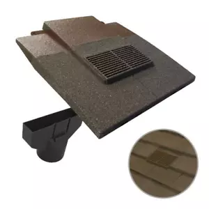 Granulated Light Brown Plain In-line Roof Tile Ventilator & Pipe Adapter - Picture 1 of 6