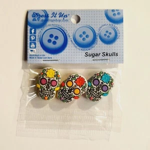Dress It Up Novelty Buttons - Sugar Skulls - Craft, Jewellery, Cake Making - Picture 1 of 2