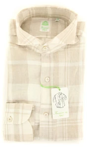 Finamore Napoli Beige Plaid Shirt - Extra Slim - (2018022841) - Picture 1 of 4