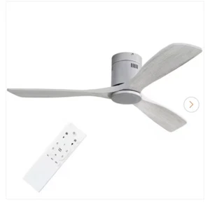 Sofucor 52 in. Indoor/Outdoor Recessed Ceiling Fan 3-Carved Wood Blades, Silver - Picture 1 of 6
