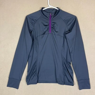Athleta Intrepid Sunshield Shirt Medium  Long Sleeve Running Back Pocket Womens - Image 1 of 4
