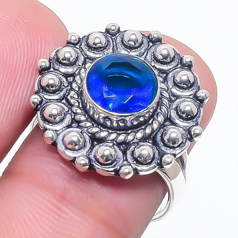 Blue Tanzanite Gemstone Handmade 925 Sterling Silver Jewelry Ring Size 7US) - Image 1 of 1