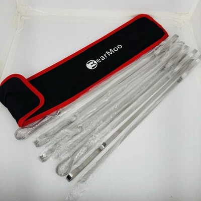 BearMoo BBQ kebab skewers Angled sticks Stainless steal 17" 10-Pack W/ Bag New - Image 1 of 4