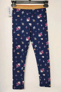 Leggings Carter's Niñas 8/8A Azul Marino con Flores Banda Dorada Pull-on Nuevos con Etiquetas - Imagen 1 de 4
