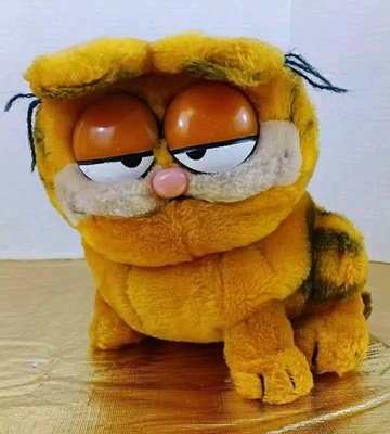 "Juguete de peluche Garfield Dakin vintage 1981 gato sentado años 80 generación X 8""" Foto 1 de 4