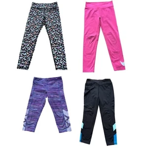 Nike Champion Girls 4 Pieces Black Pink Active Athletic Leggings Size S (6/6X) - Picture 1 of 13