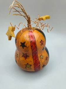 Calabaza Halloween Otoño Pintado a Mano Arte Popular Decoración Cosecha 5"H x 4"W - Imagen 1 de 8