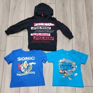 2 Kids Size 4T Graphic Shirt Space Jam Sonic & Disney Parks Star Wars Hoodie XXS - Picture 1 of 6