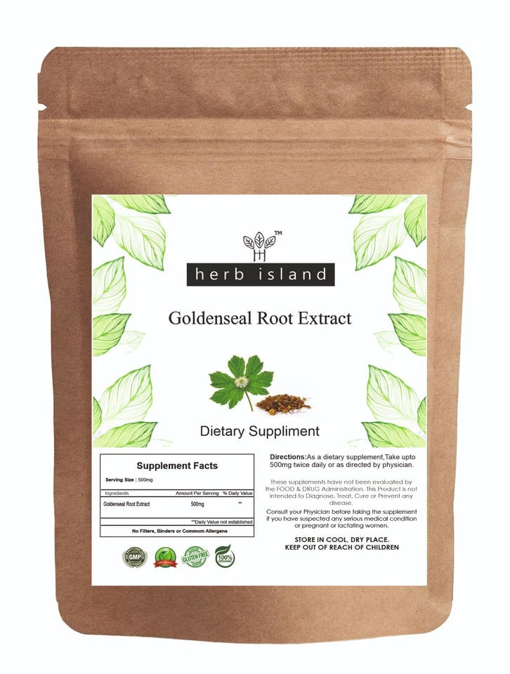 HERB ISLAND Goldenseal root Extract Hydrastis canadensis 100% Pure & Organic Highest Quality
