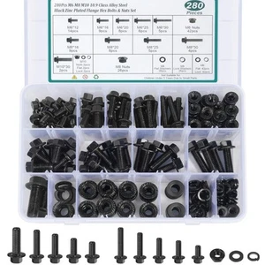 280PCS Heavy Duty Hex Flange Bolts and Nuts Kit,M6 M8 M10 Nuts and Bolts Asso... - Picture 1 of 7
