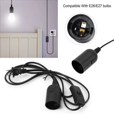71" Light Lamp Cord Cable Switch E26/E27 Bulb Socket Extension Hanging Pendant - Image 1 of 4