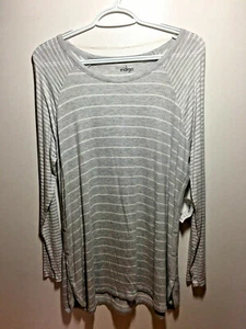 Blusa túnica para mujer Indigo gris/blanca a rayas talla grande nueva con etiquetas - Imagen 1 de 5