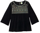 Crazy 8 Girls Size 5-6 Small Black Woven Top Full Sleeves Embroidered Nwt