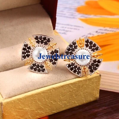 Süßwasserperle & Cz Edelstein 925 Sterlingsilber Vergoldet Herren Manschetten #5 - Bild 1 von 4