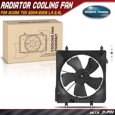 Left Engine Radiator Cooling Fan w/ Shroud Assembly for Acura TSX 2004-2008 2.4L - Image 1 of 4