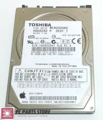 Toshiba 80GB 2.5" MK8032GSX HDD2D32 P ZK01 T G5B001355000-A PCB PARTS REPAIR  - Image 1 of 4