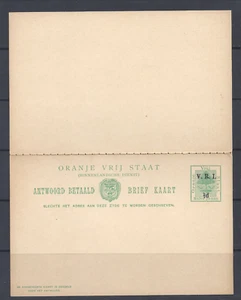 TARJETA POSTAL DE RESPUESTA POSTAL DE SERVICIO DOMÉSTICO ESTATAL NARANJA V.R.I. 1⁄2d - Imagen 1 de 2