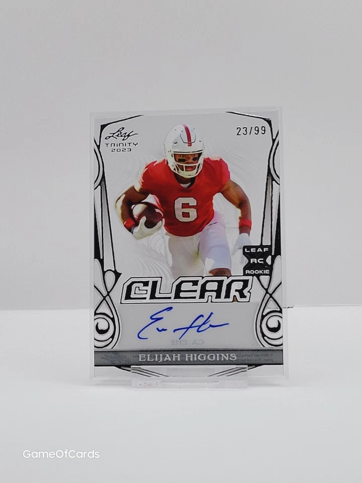 2023 Leaf Trinity ELIJAH HIGGINS RC Rookie Auto Autograph /99 - Clear Acetate - Image 1 of 1