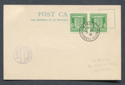 German Reich - Guernsey WW II : First Day cover (card) 1941 - used - certified ! - Image 1 of 3