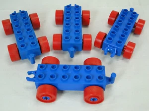 4 x Lego Duplo Schiebezug Waggon Blau Rot - Bild 1 von 1