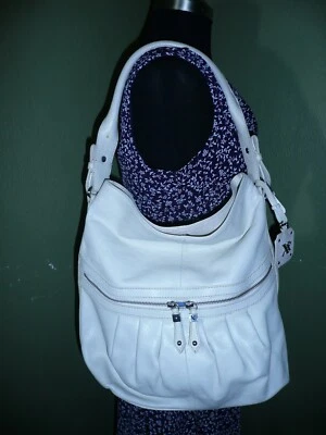 Bolso de mano Maxx New York de cuero genuino blanco roto para mujer Foto 1 de 4