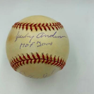 Sparky Anderson Carlton Fisk Tony Perez HOF Class Of 2000 Signed Baseball JSA - Image 1 of 4